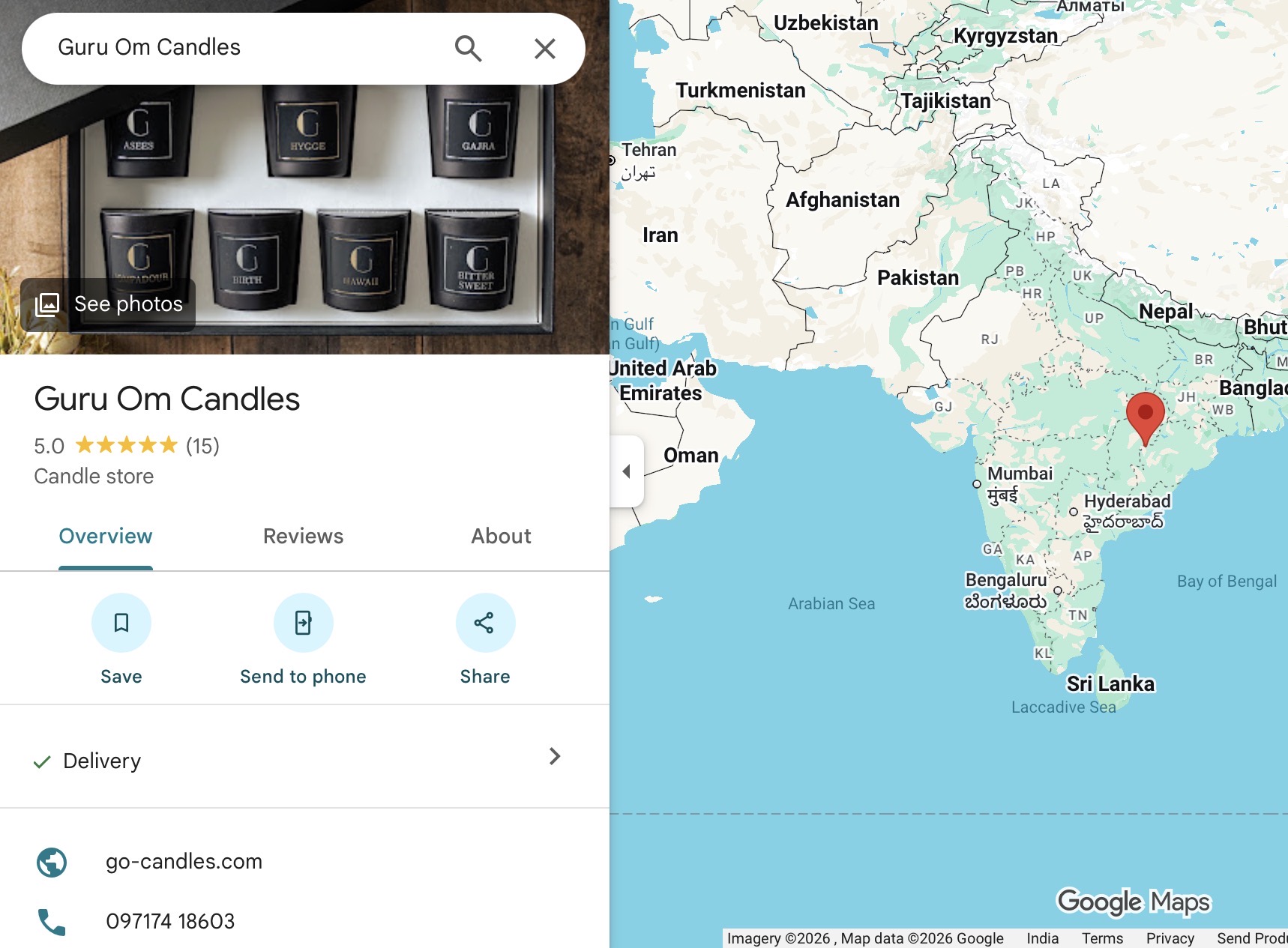 Guru Om Candles Google Business Profile Map Misalignment